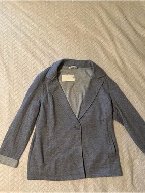 Matty M Heather Gray Knit Blazer - Single Button Casual Jacket Size large